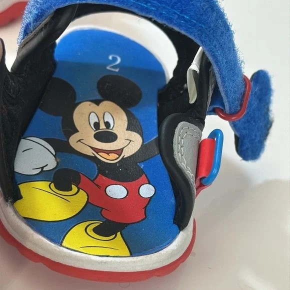 Disney Junior Mickey Mouse Sandals Kids Childrens Baby Size 2 Red Blue Summer - Picture 14 of 16